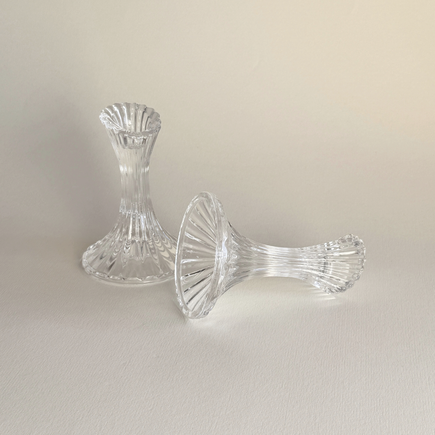 Bougeoirs en cristal | Strié · Lot de 2