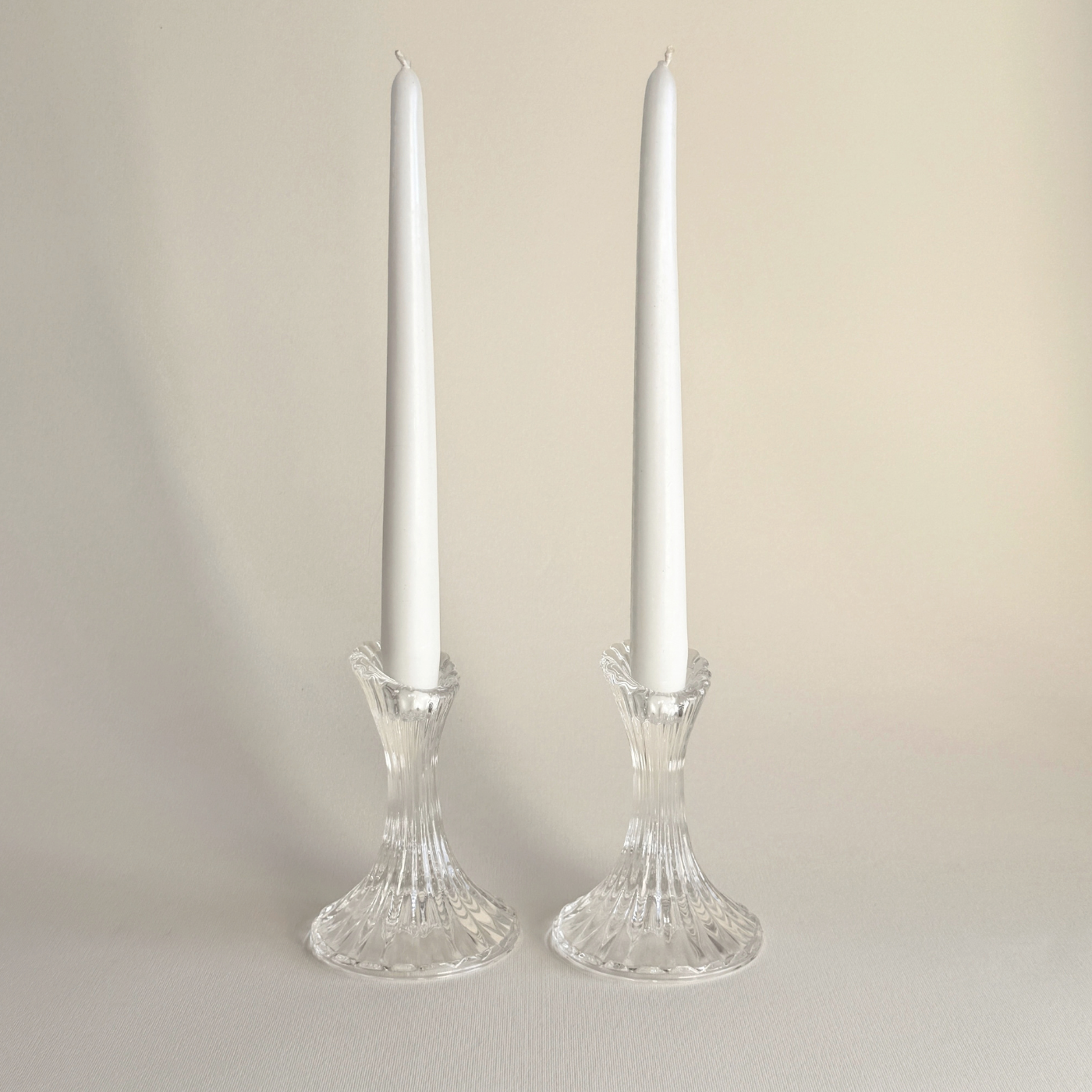 Bougeoirs en cristal | Strié · Lot de 2