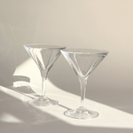 RCR crystal martini glasses, set of 2 in clear glass, made in Italy, 2010s cocktail glassware