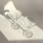 Pair of clear RCR cocktail glasses for martinis, Italian crystal glassware, L'Officina General Store