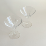 Set of 2 clear Italian crystal martini glasses by RCR, 2010s barware, L'Officina
