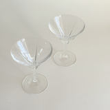 Set of 2 clear Italian crystal martini glasses by RCR, 2010s barware, L'Officina