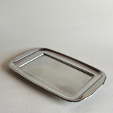 Silver Chrome Rectangle Serving Tray – Vintage Metal Tableware