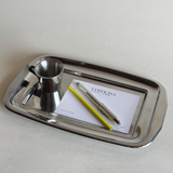 Silver Chrome Rectangle Serving Tray – Vintage Metal Tableware