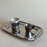 Silver Chrome Rectangle Serving Tray – Vintage Metal Tableware