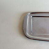 Silver Chrome Rectangle Serving Tray – Vintage Metal Tableware