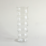 Tall ribbed ripple glass vase with flared mouth, 30 cm