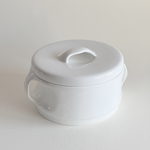 White ceramic tureen — interior view showing glazed interior and overall condition