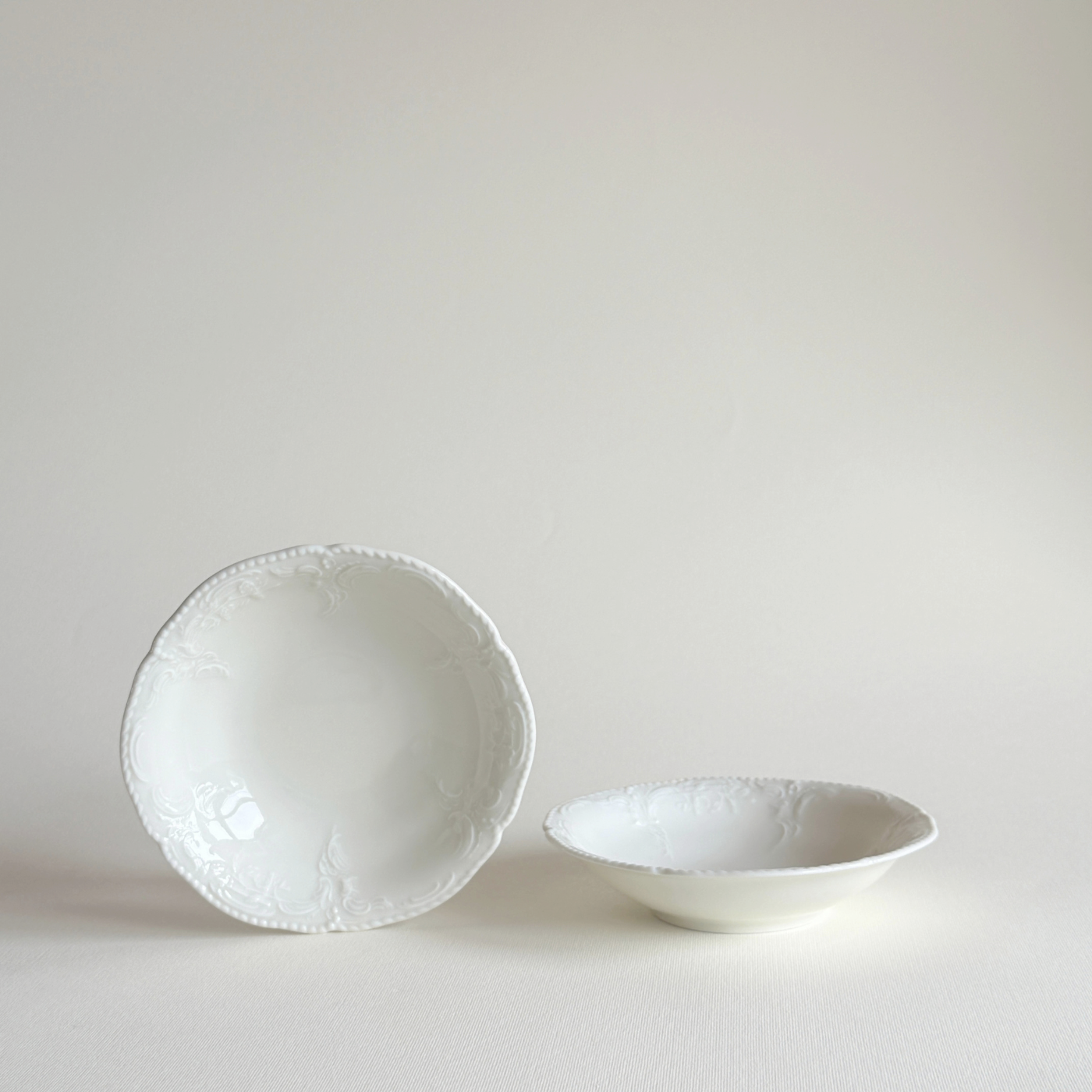 Rosenthal Sanssouci porcelain bowls, set of 2 in ivory ceramic, Pre-Loved German tableware, L'Officina