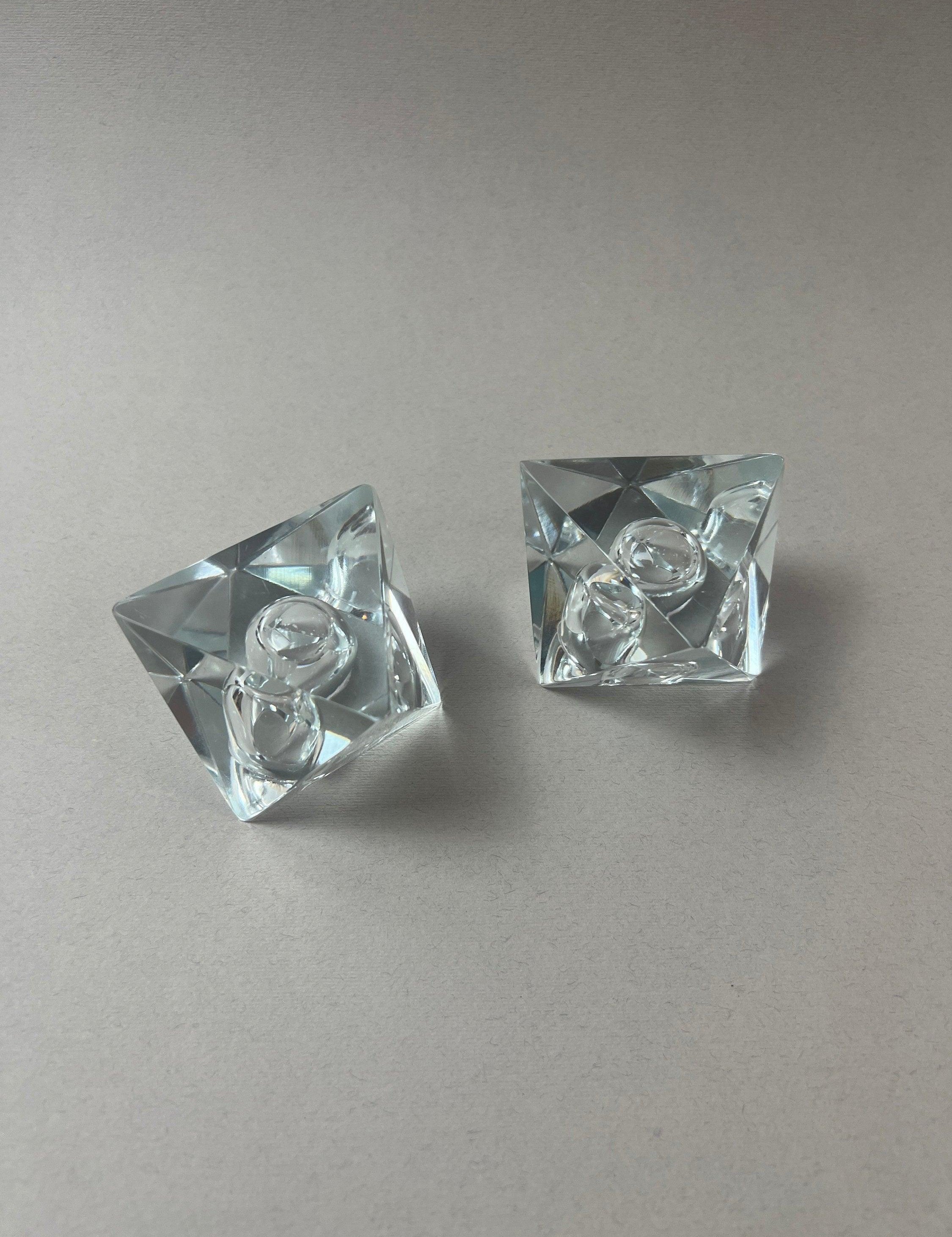 SET OF 2 I CRYSTAL PRISM CANDLE HOLDER - L'Officina General Store