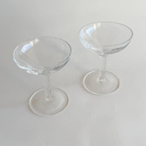 Set of 2 Hand-Blown Champagne Coupes with Soft Petal Detailing