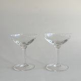 Set of 2 Hand-Blown Champagne Coupes with Soft Petal Detailing