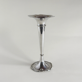 Base of Clifford & Tull silver-plated trumpet bud vase showing maker’s mark — Good condition, patina consistent with age
