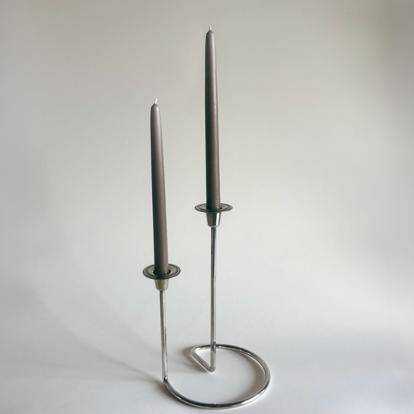 Mid century silver candle holder with patina base