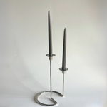 Elegant mid century metal candle holder detail view