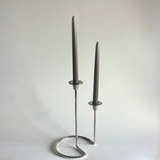 Elegant mid century metal candle holder detail view