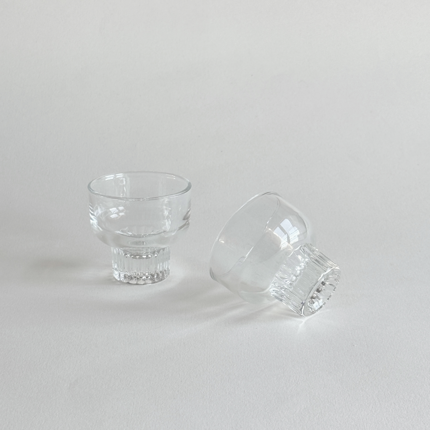 Small transparent espresso glasses for coffee and digestif service