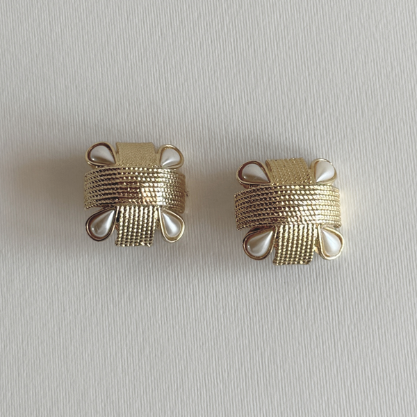 Square Clip Earrings | Pearl & Rope · 1980s, 1980s — L'Officina General Store