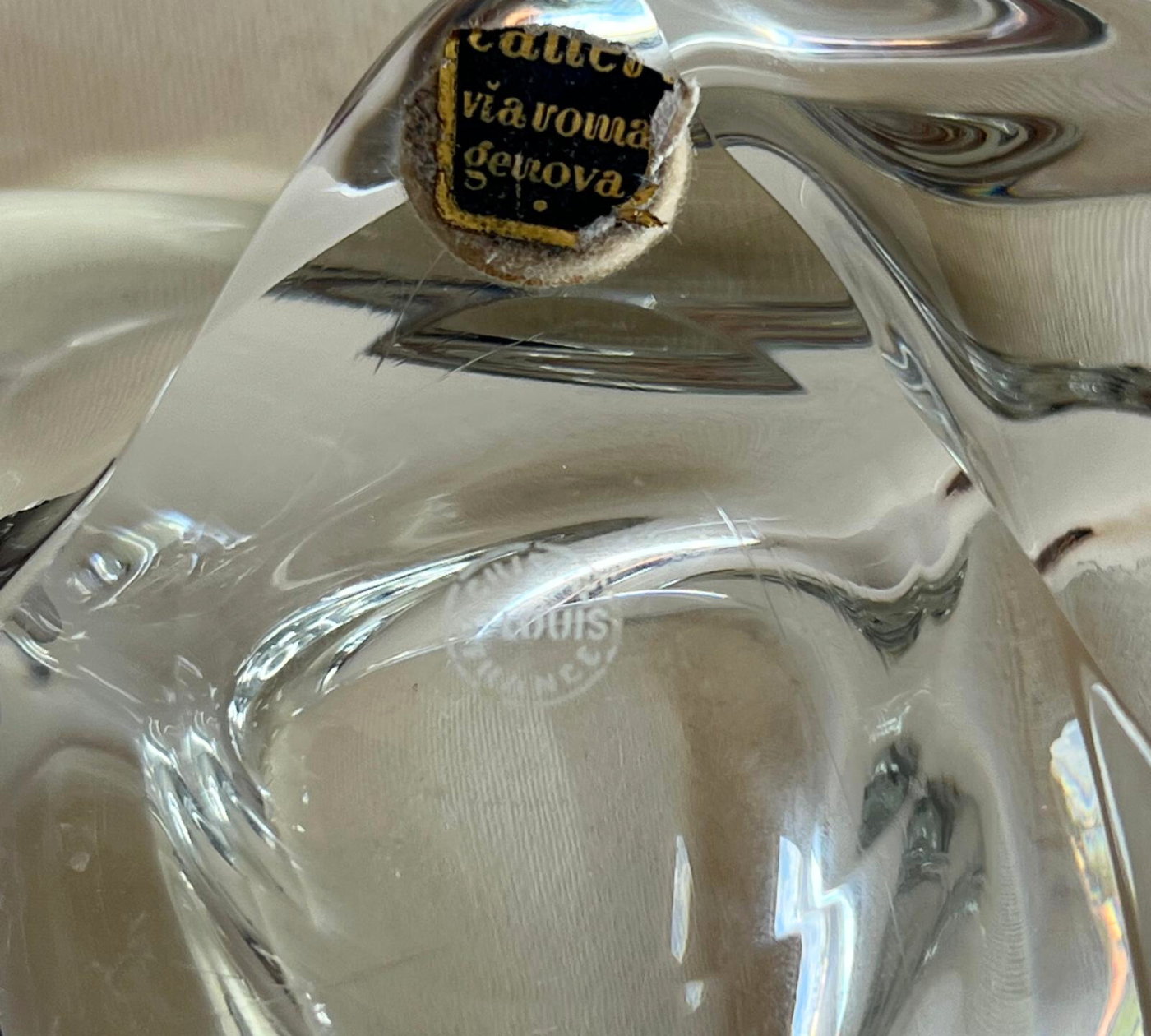 Saint-Louis French crystal ashtray with original label