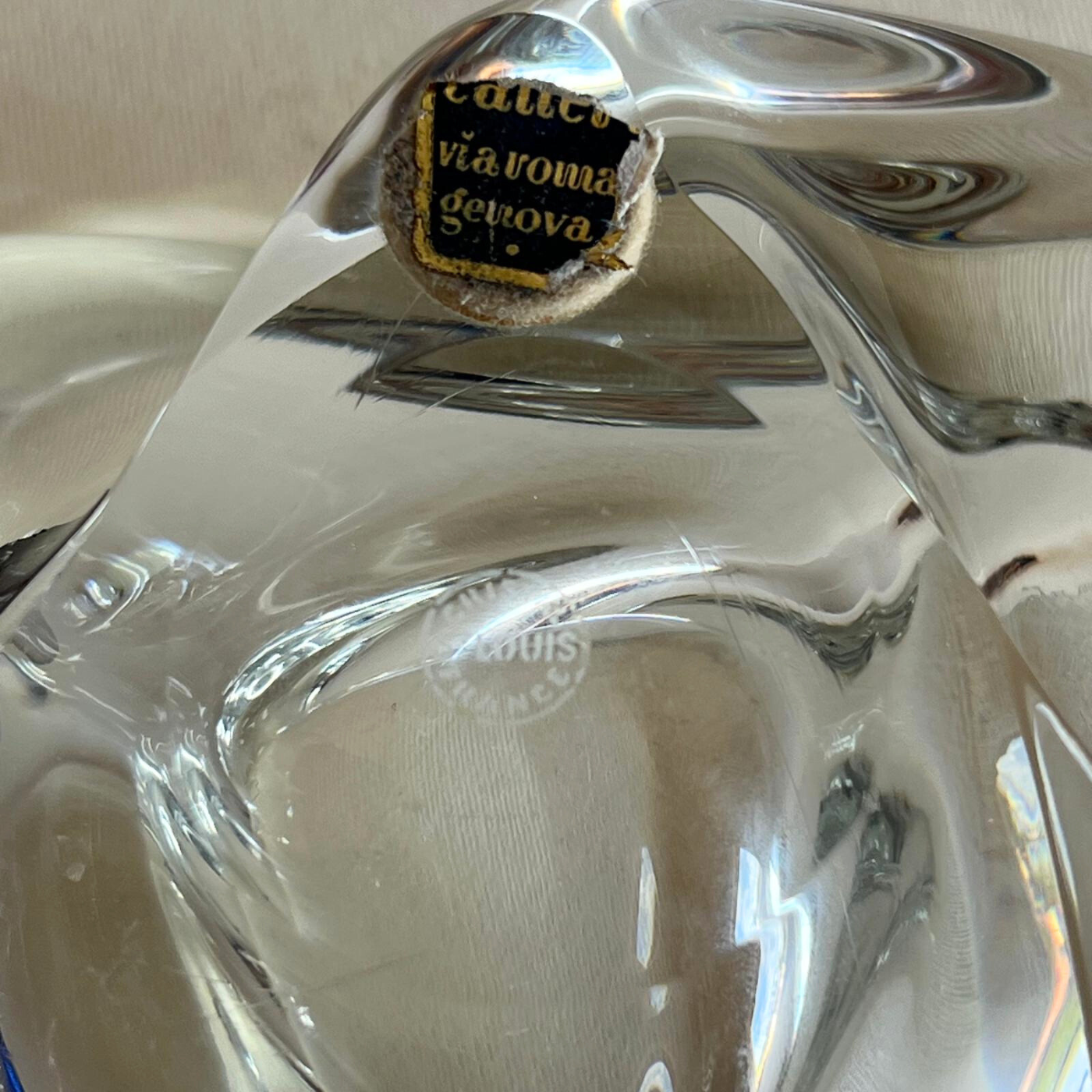Saint-Louis French crystal ashtray with original label
