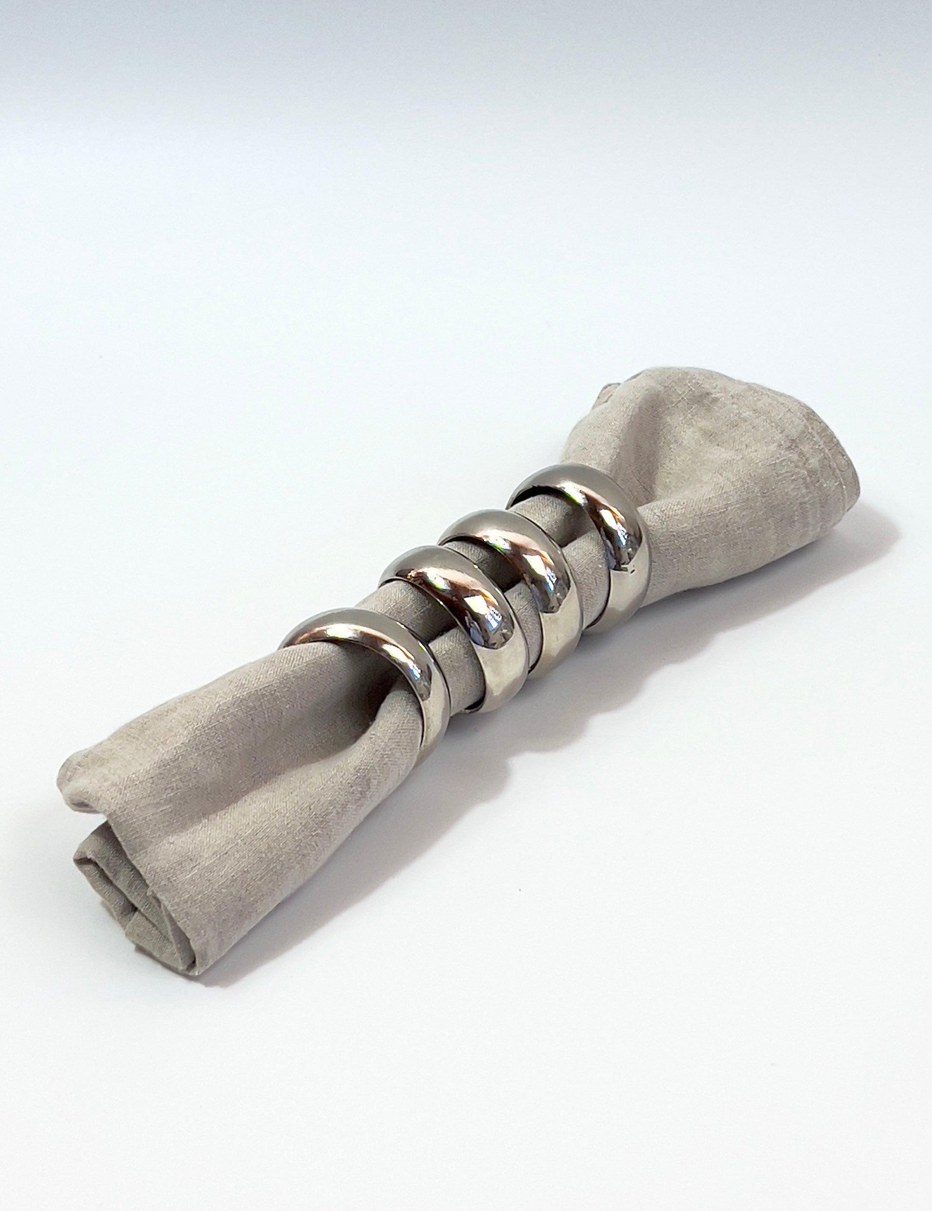 SET OF 4 | STAINLESS STEL NAPKIN RINGS - L'Officina General Store