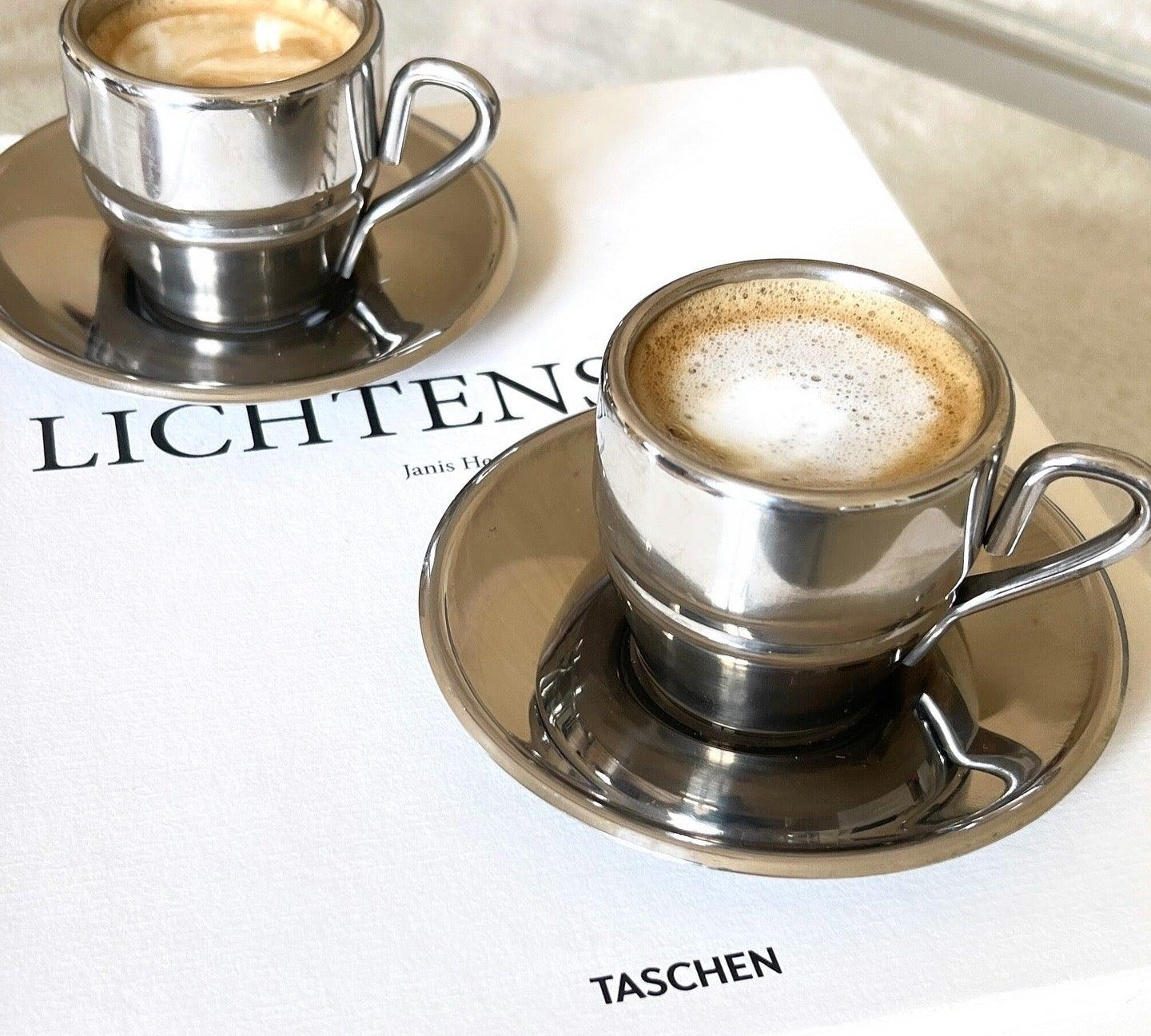 STAINLESS STEEL ESPRESSO CUPS & SAUCER I Farcal - L'Officina General Store