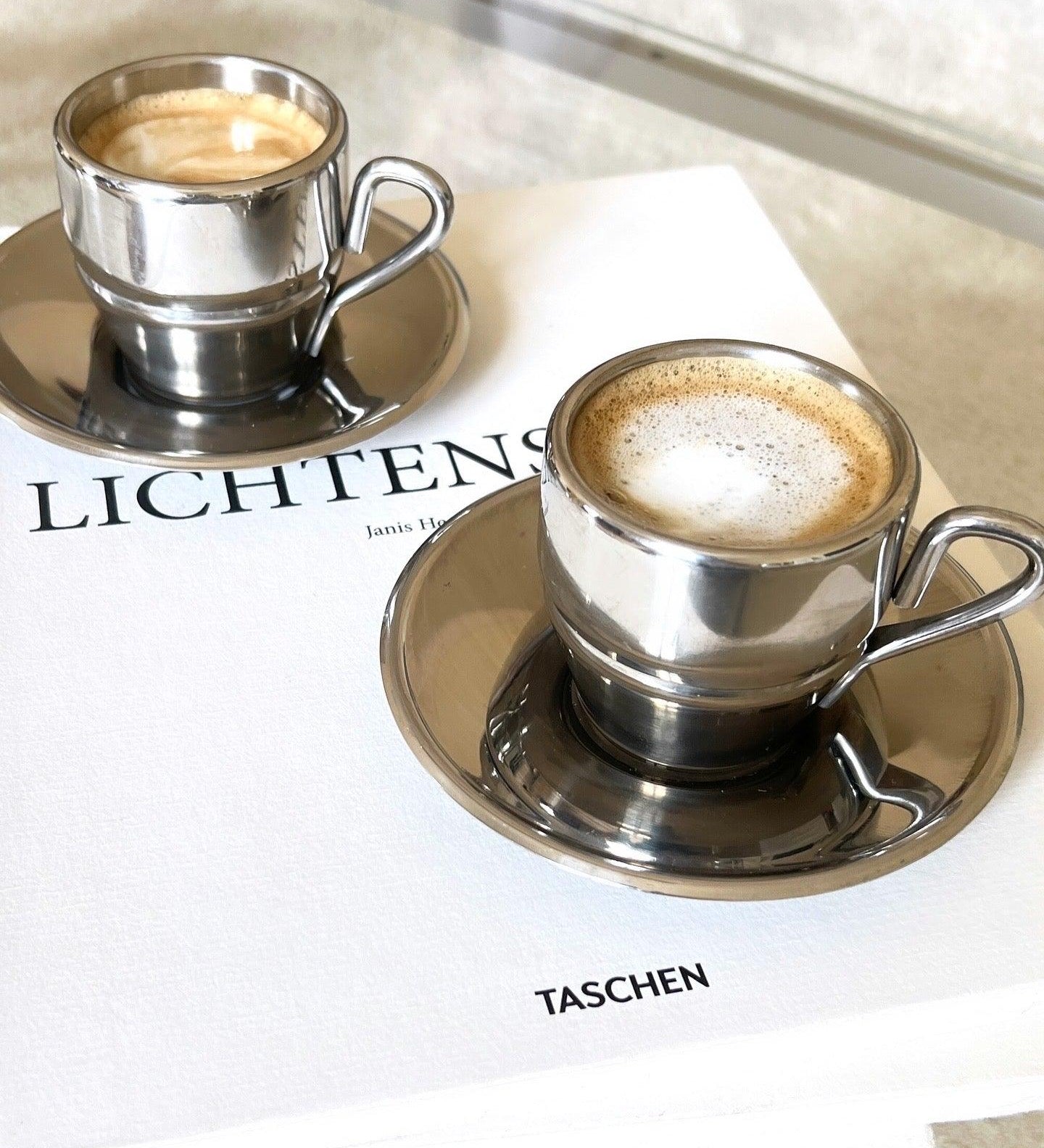 STAINLESS STEEL ESPRESSO CUPS & SAUCER I Farcal - L'Officina General Store