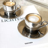 STAINLESS STEEL ESPRESSO CUPS & SAUCER I Farcal - L'Officina General Store