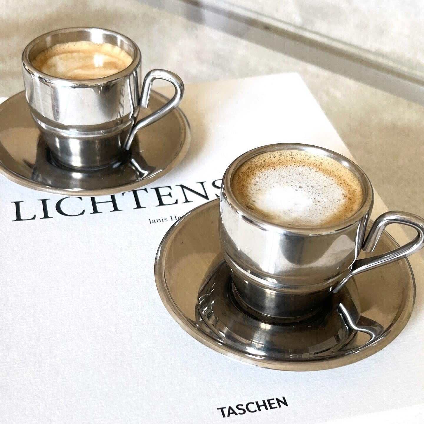 STAINLESS STEEL ESPRESSO CUPS & SAUCER I Farcal - L'Officina General Store