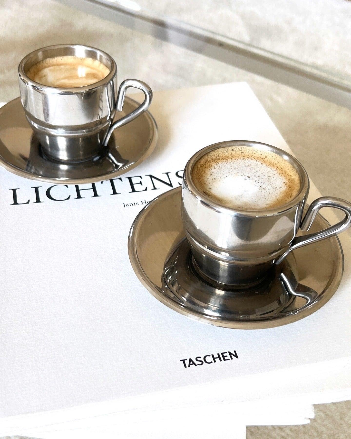 STAINLESS STEEL ESPRESSO CUPS & SAUCER I Farcal - L'Officina General Store