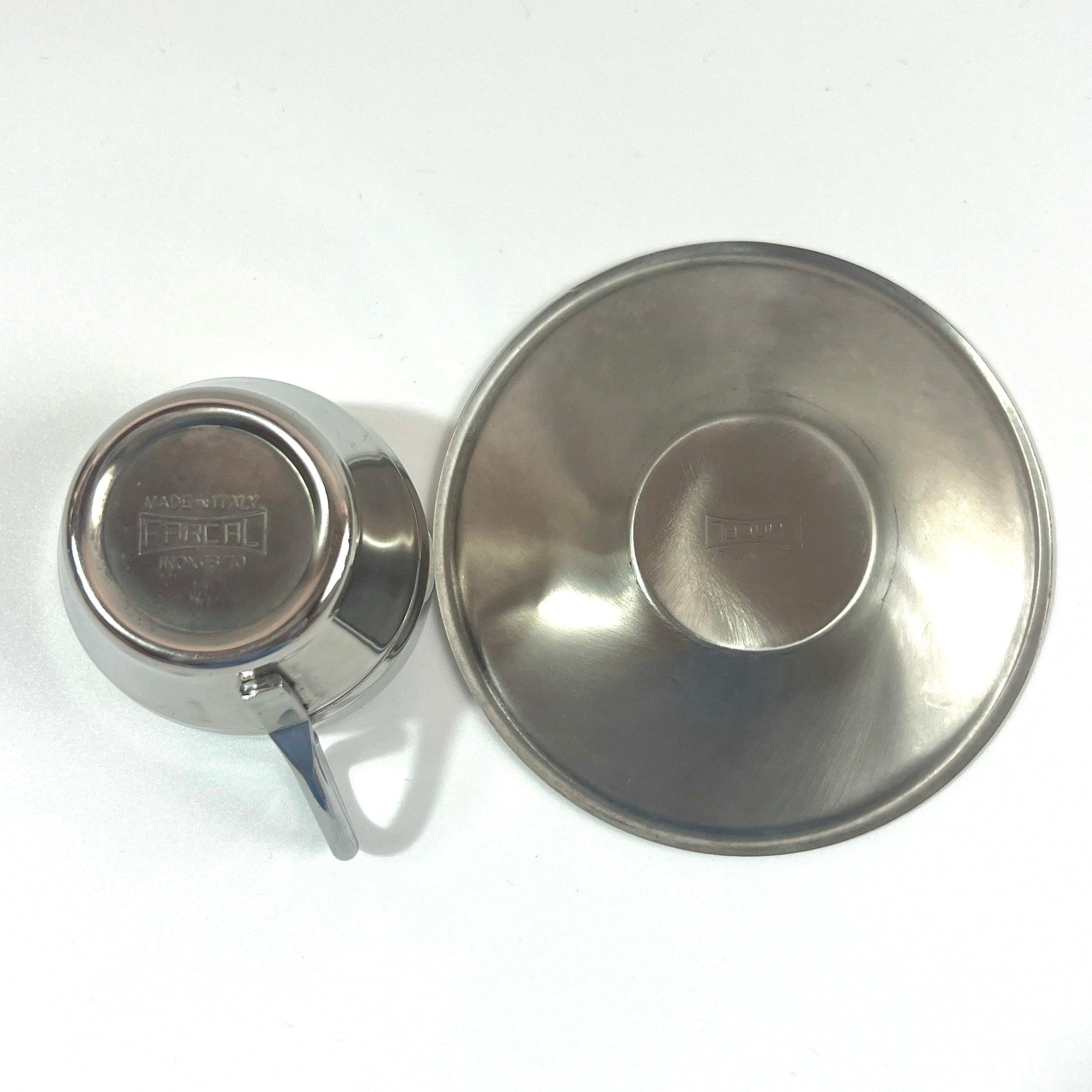 STAINLESS STEEL ESPRESSO CUPS & SAUCER I Farcal - L'Officina General Store