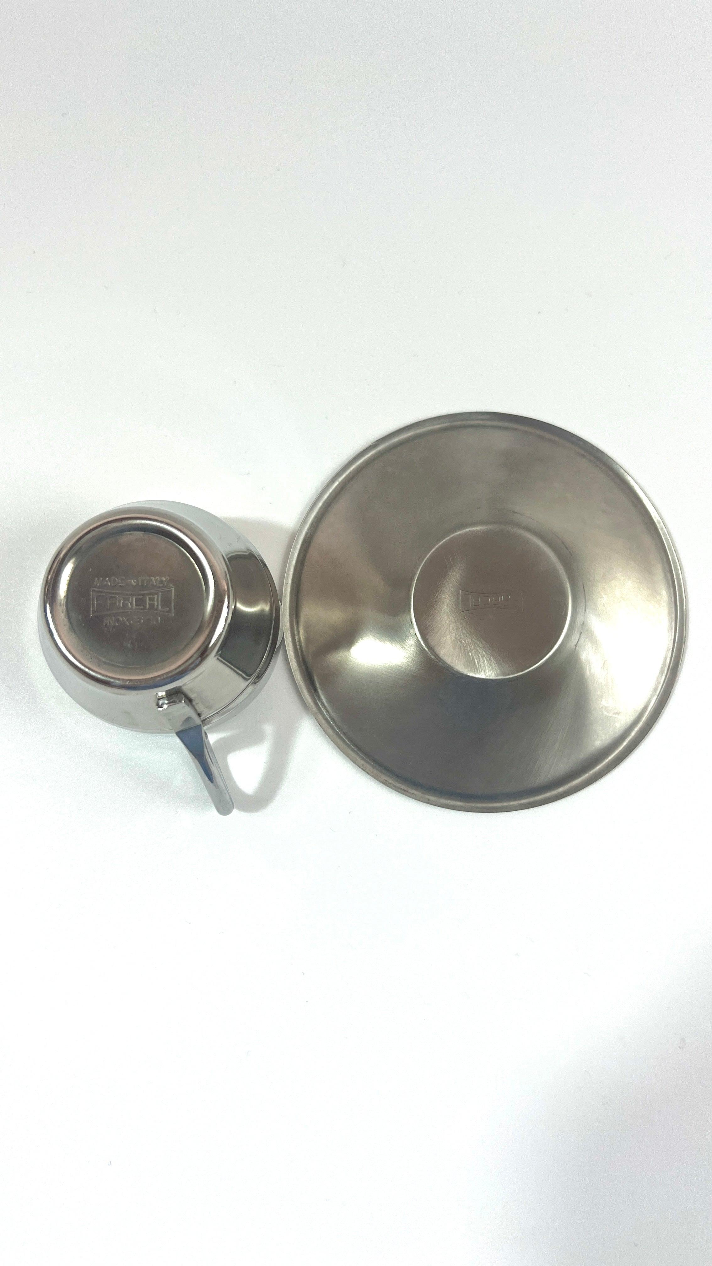 STAINLESS STEEL ESPRESSO CUPS & SAUCER I Farcal - L'Officina General Store