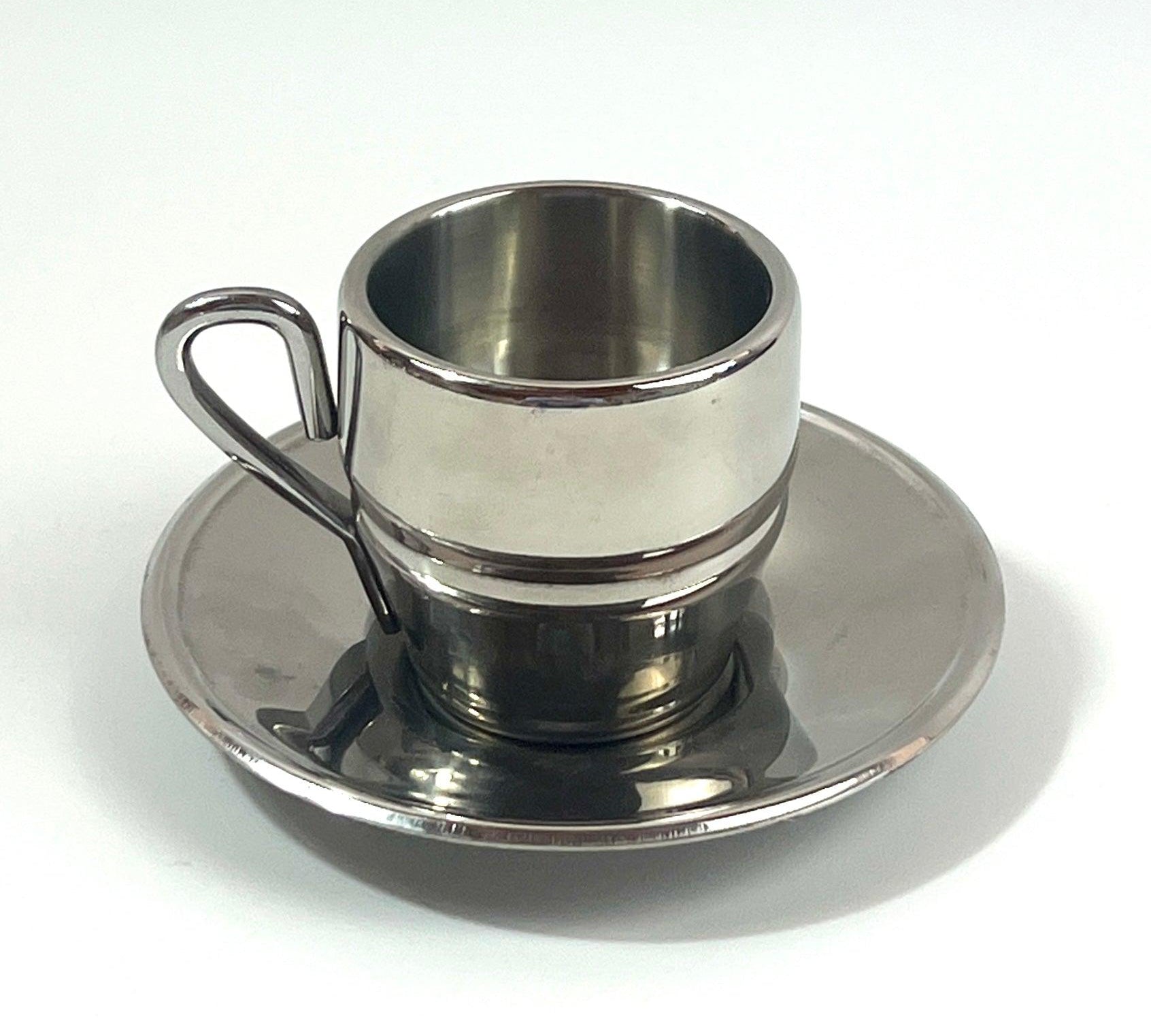 STAINLESS STEEL ESPRESSO CUPS & SAUCER I Farcal - L'Officina General Store
