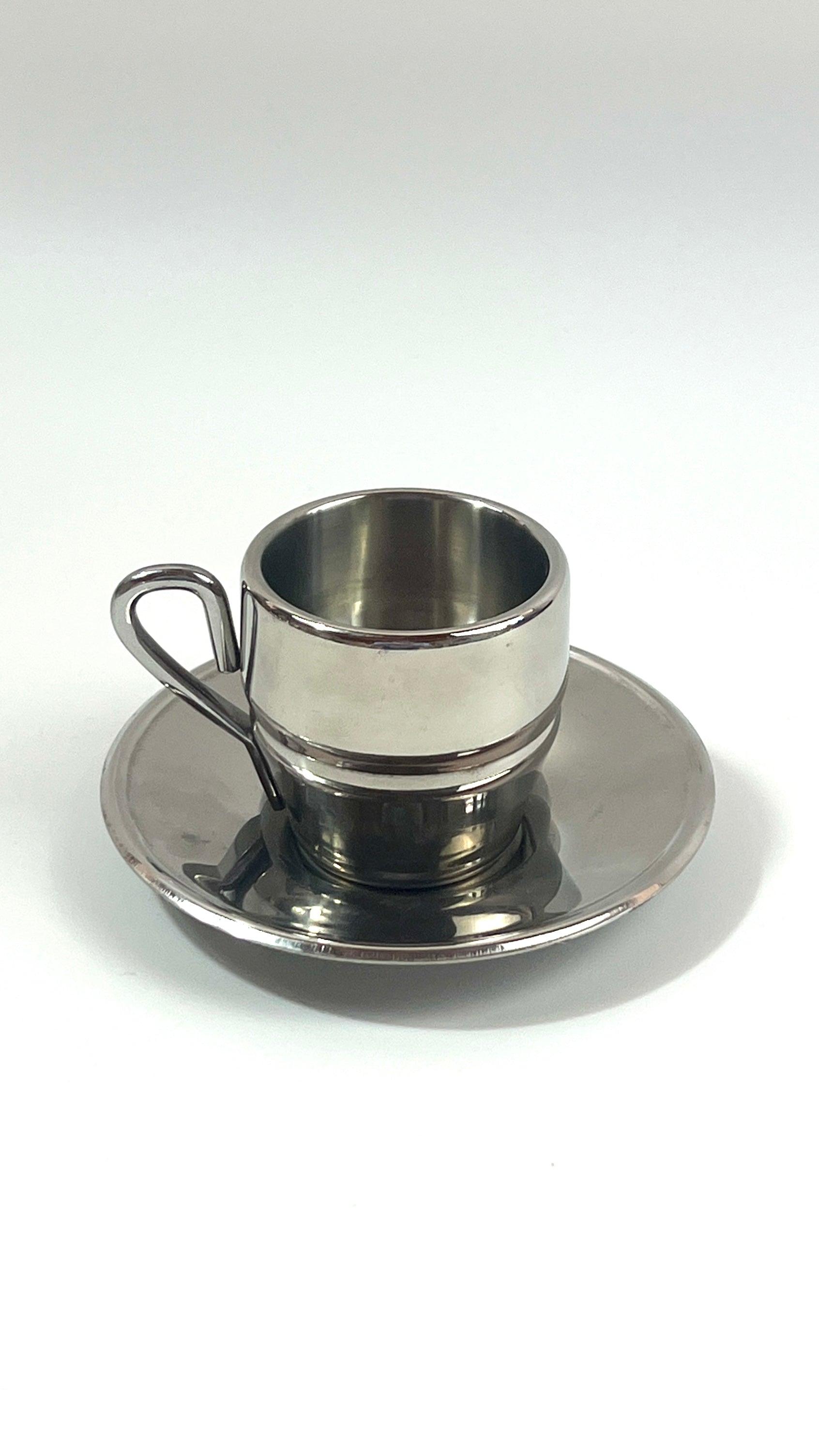 STAINLESS STEEL ESPRESSO CUPS & SAUCER I Farcal - L'Officina General Store