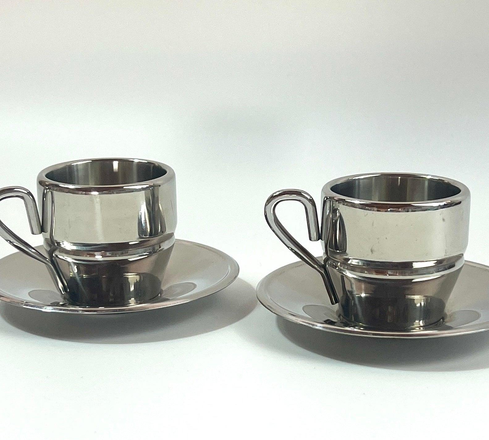 STAINLESS STEEL ESPRESSO CUPS & SAUCER I Farcal - L'Officina General Store