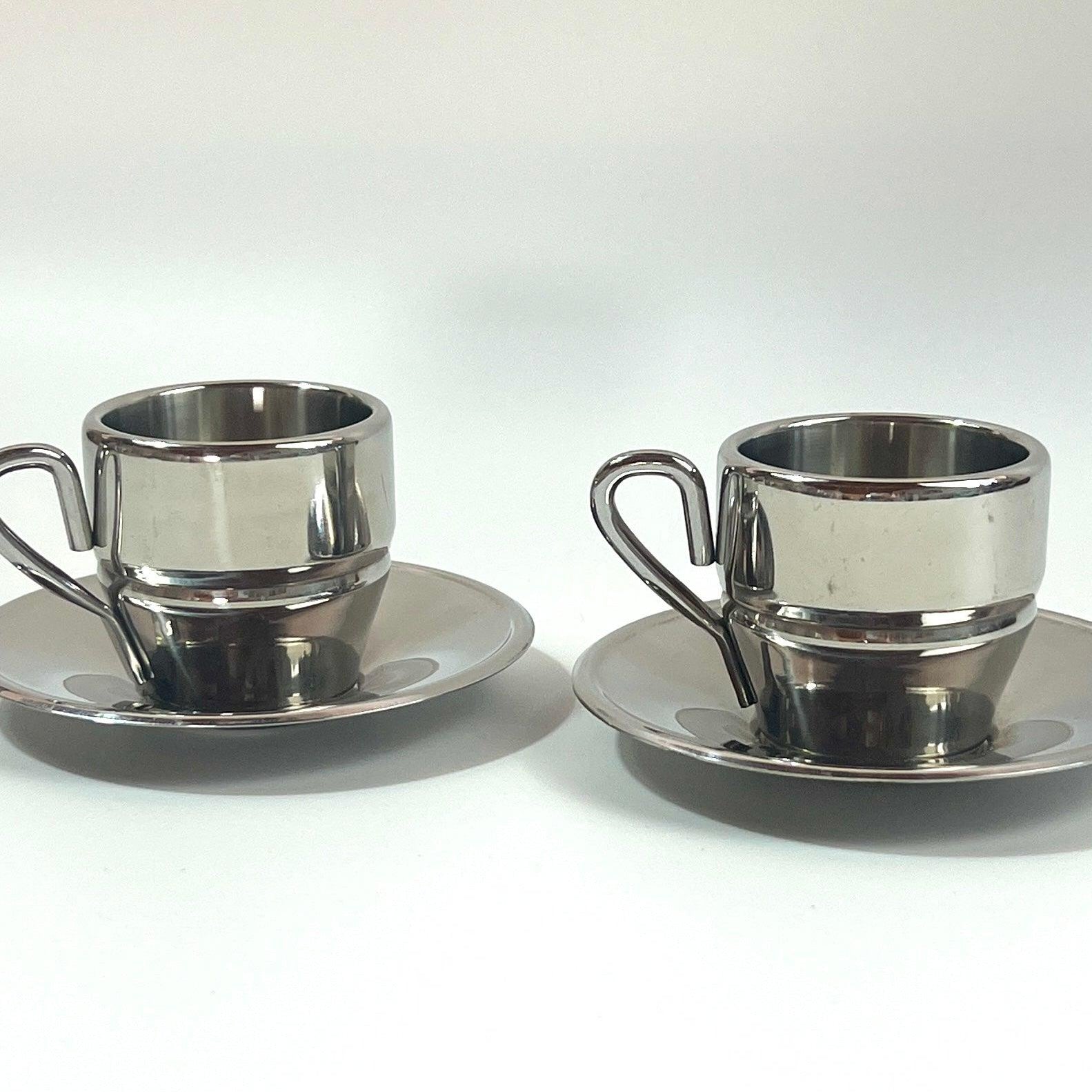 STAINLESS STEEL ESPRESSO CUPS & SAUCER I Farcal - L'Officina General Store