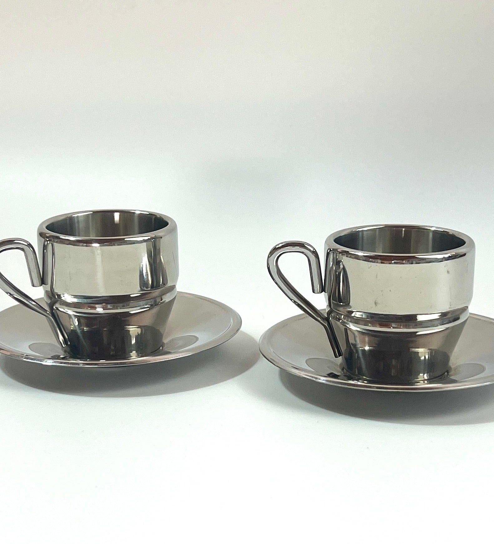 STAINLESS STEEL ESPRESSO CUPS & SAUCER I Farcal - L'Officina General Store