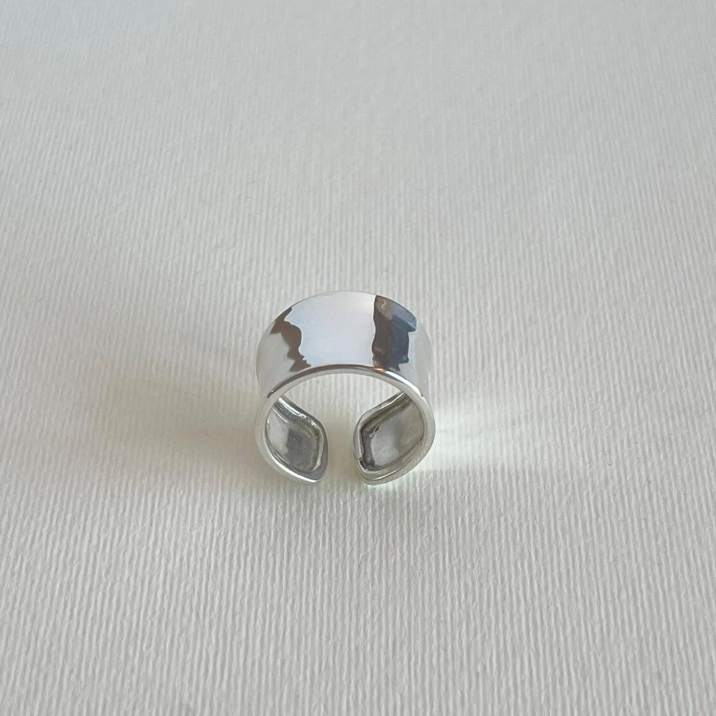 Silver Ring: Adjustable Sterling Silver 925 Made in Italy | L'Officina unisex cuff shape