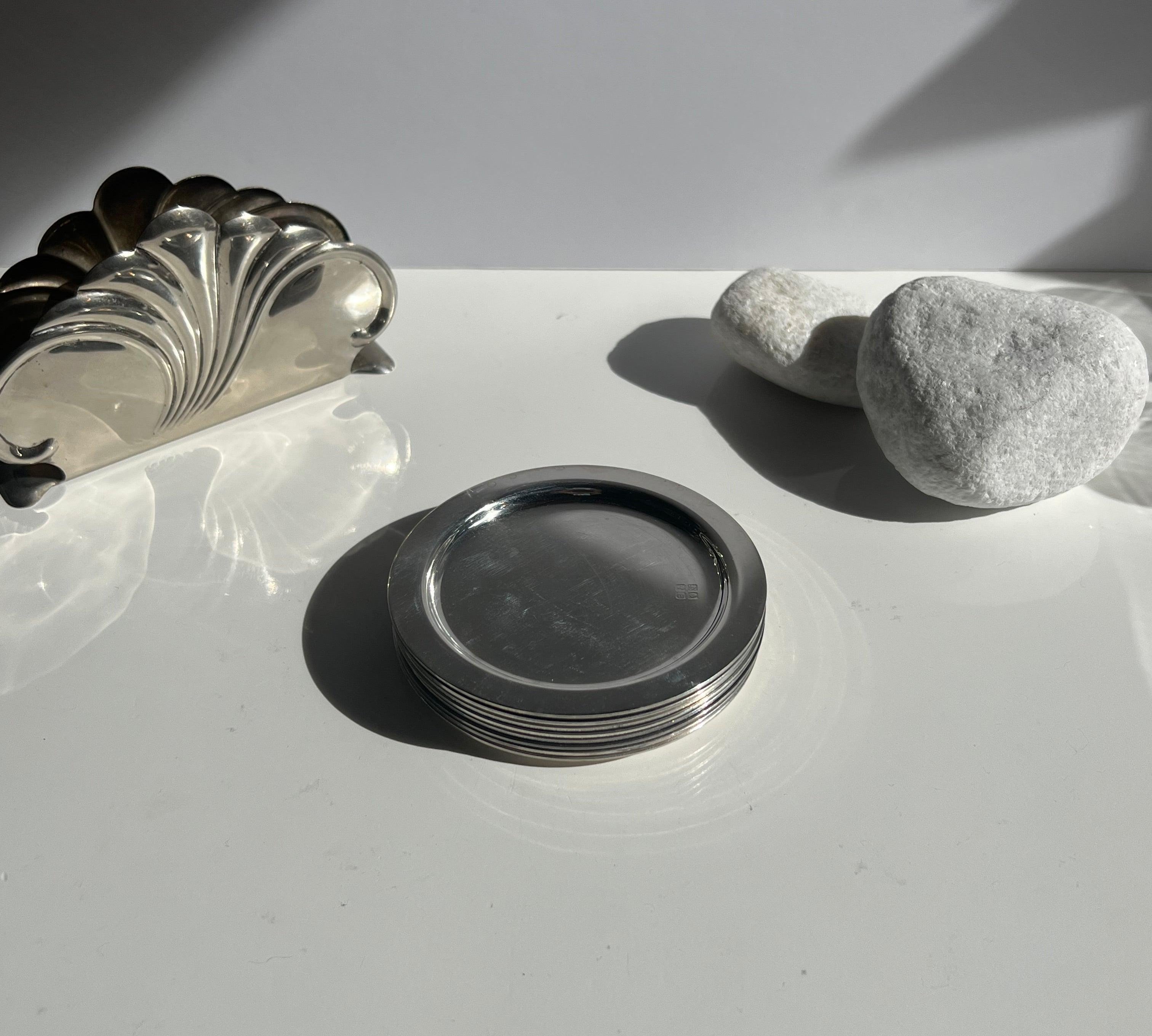 Sterling Silver Italian glass coasters - L'Officina General Store
