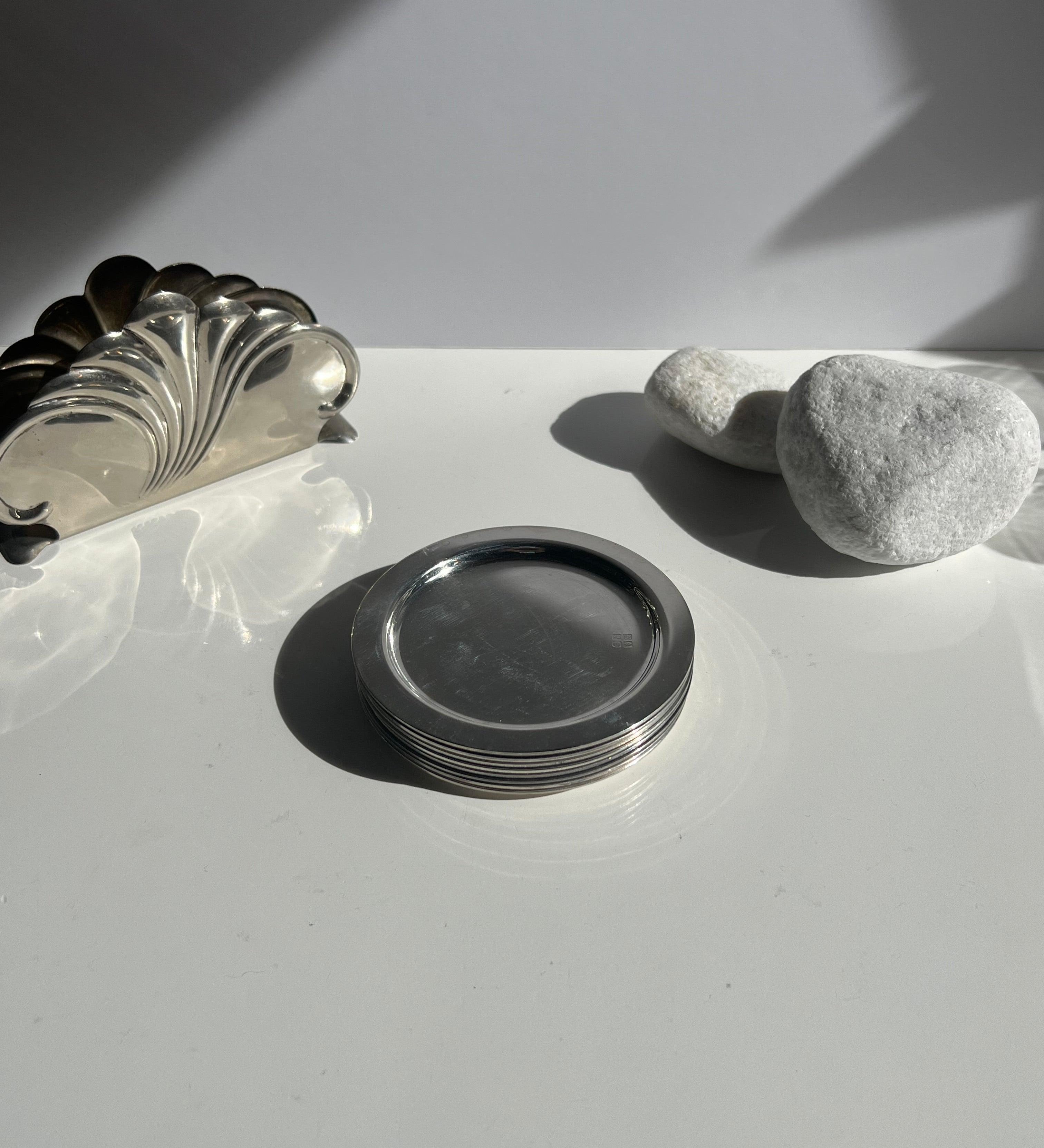 Sterling Silver Italian glass coasters - L'Officina General Store
