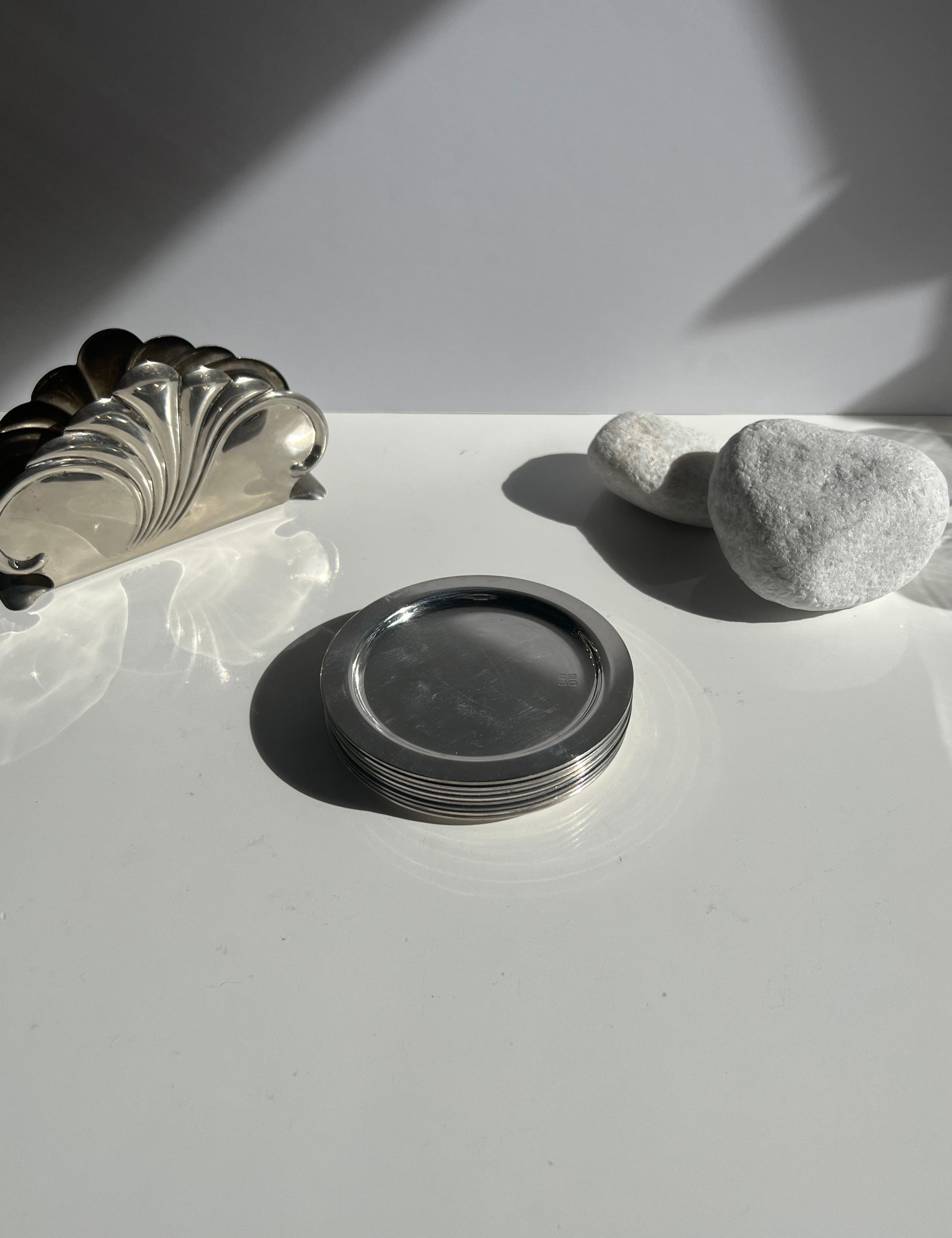 Sterling Silver Italian glass coasters - L'Officina General Store
