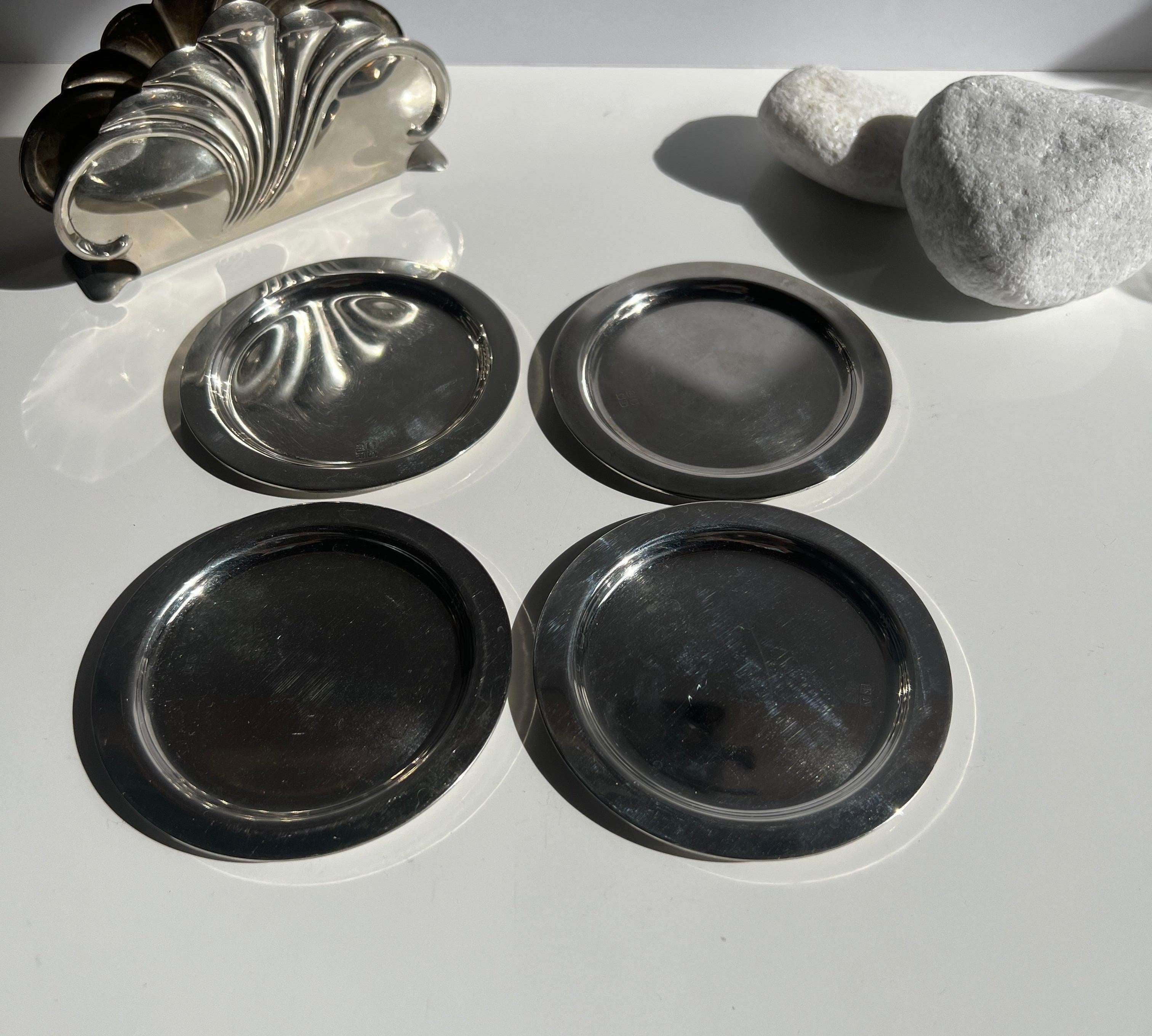 Sterling Silver Italian glass coasters - L'Officina General Store