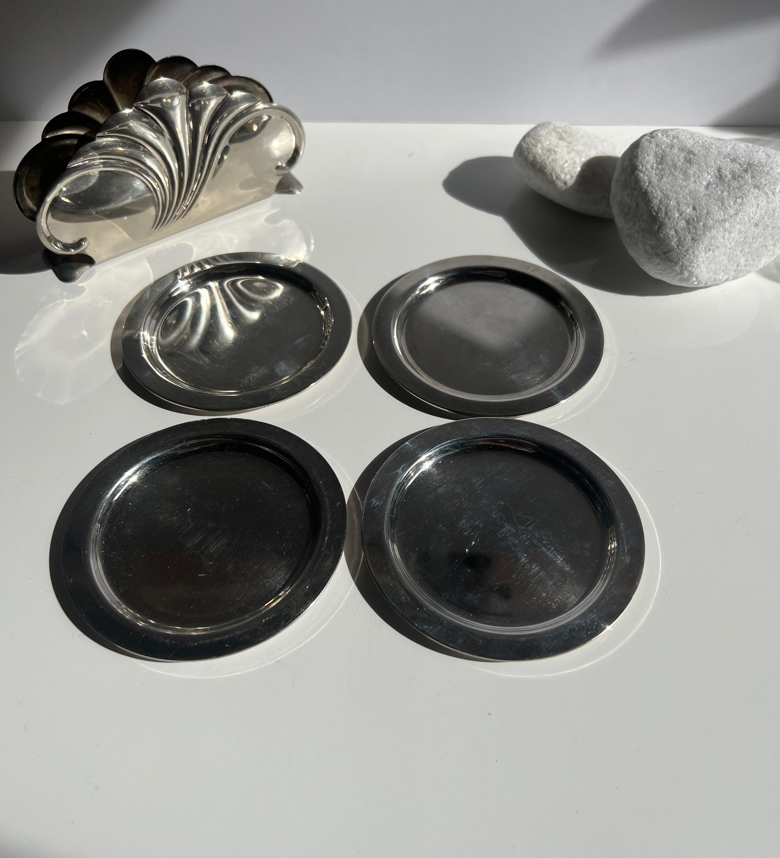Sterling Silver Italian glass coasters - L'Officina General Store