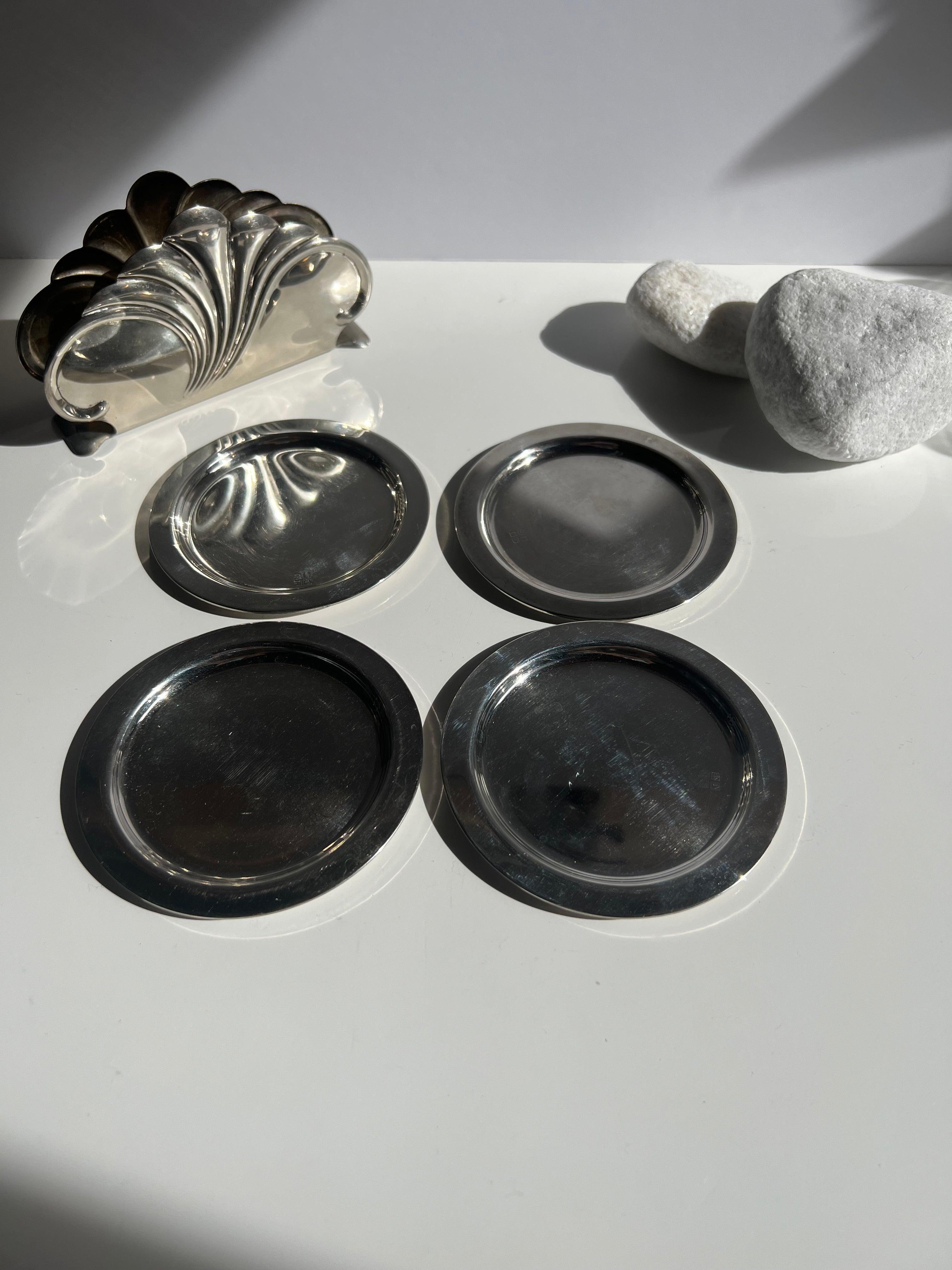Sterling Silver Italian glass coasters - L'Officina General Store