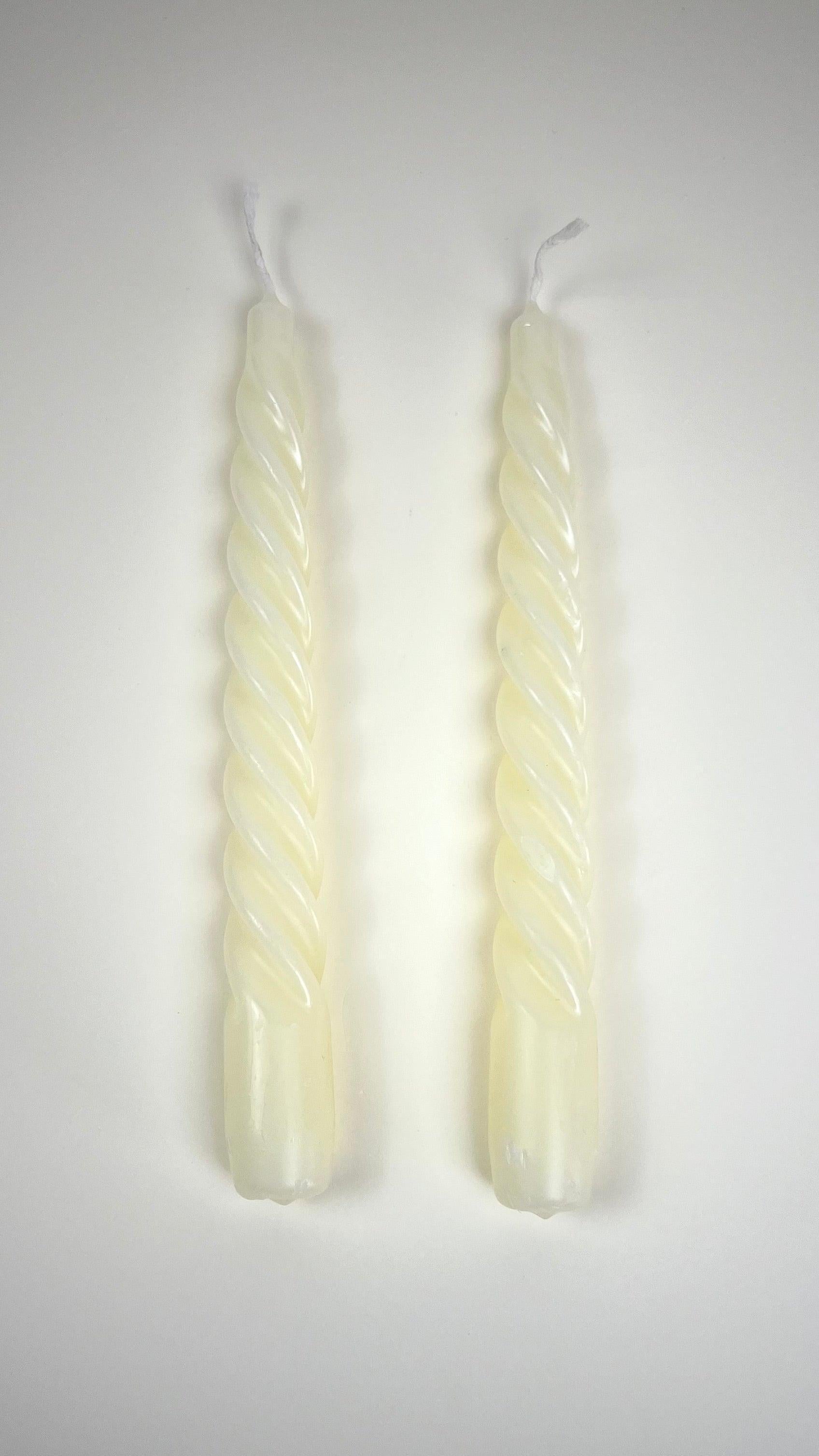 SET OF 2 I TWIST PILLAR CANDLES I Pearl Butter - L'Officina General Store