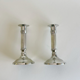 Timeless Silver Column Candle Holders I Set of 2