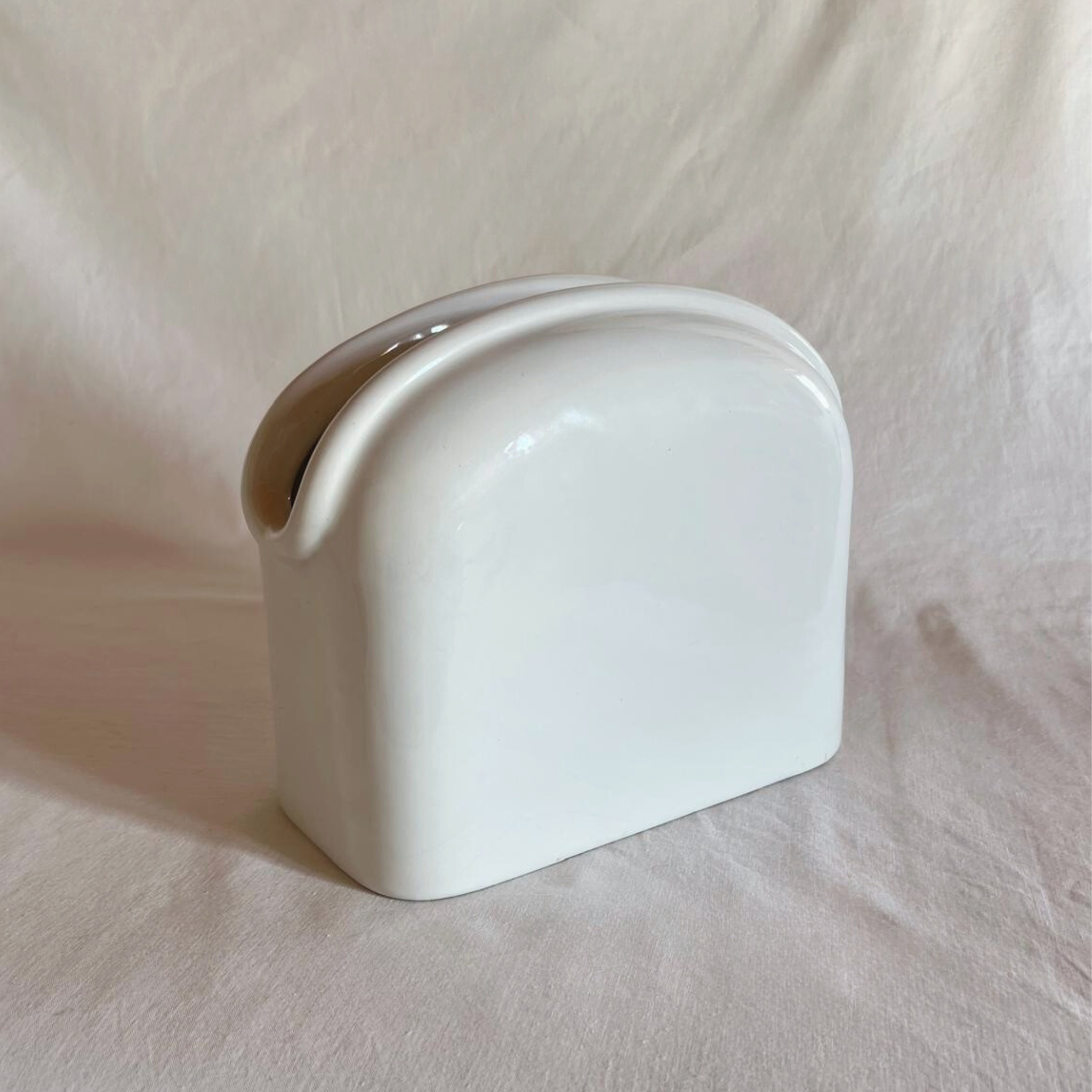 White Gabbianelli Ceramic Vase I 1970s Italian Vintage 