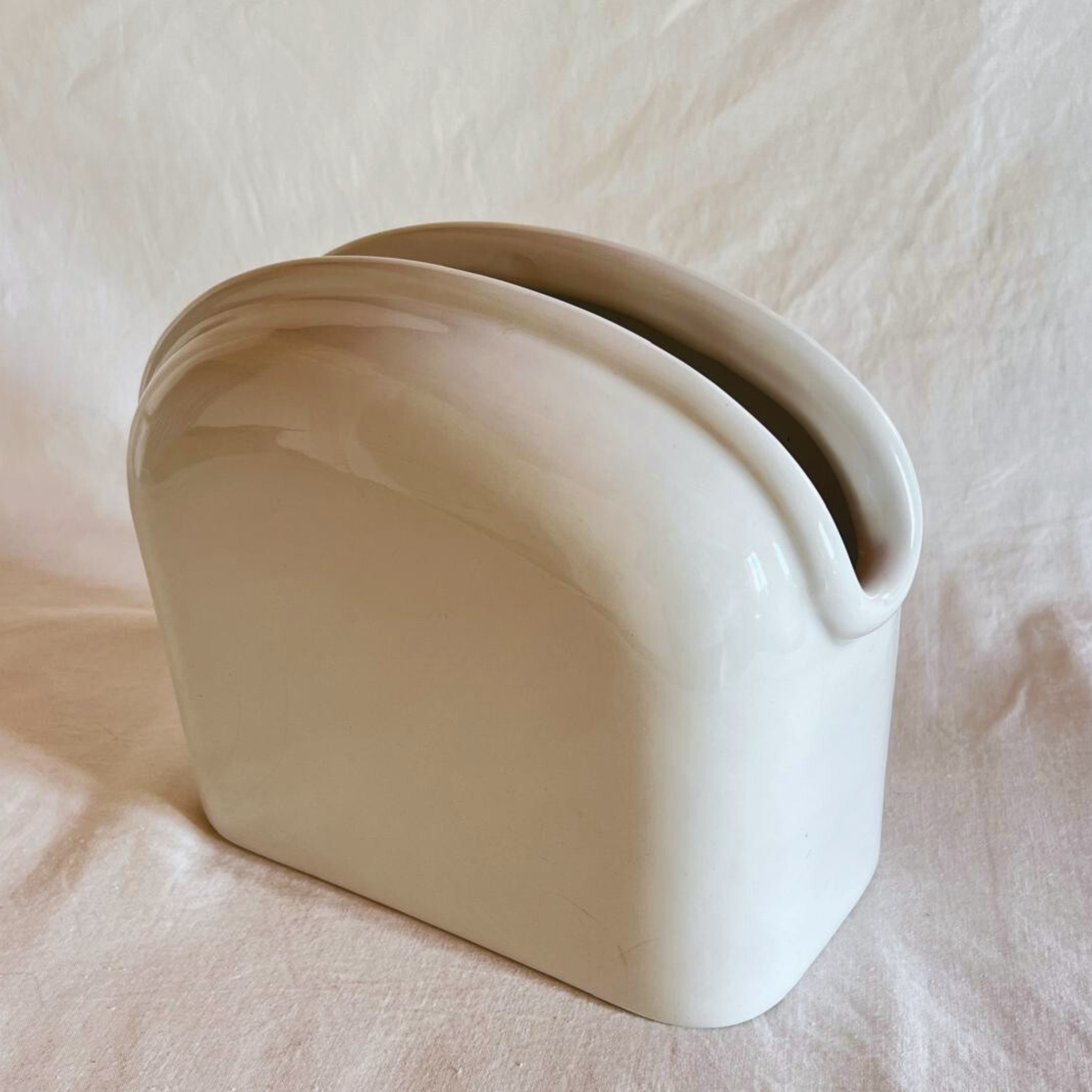 White Gabbianelli Ceramic Vase I 1970s Italian Vintage 