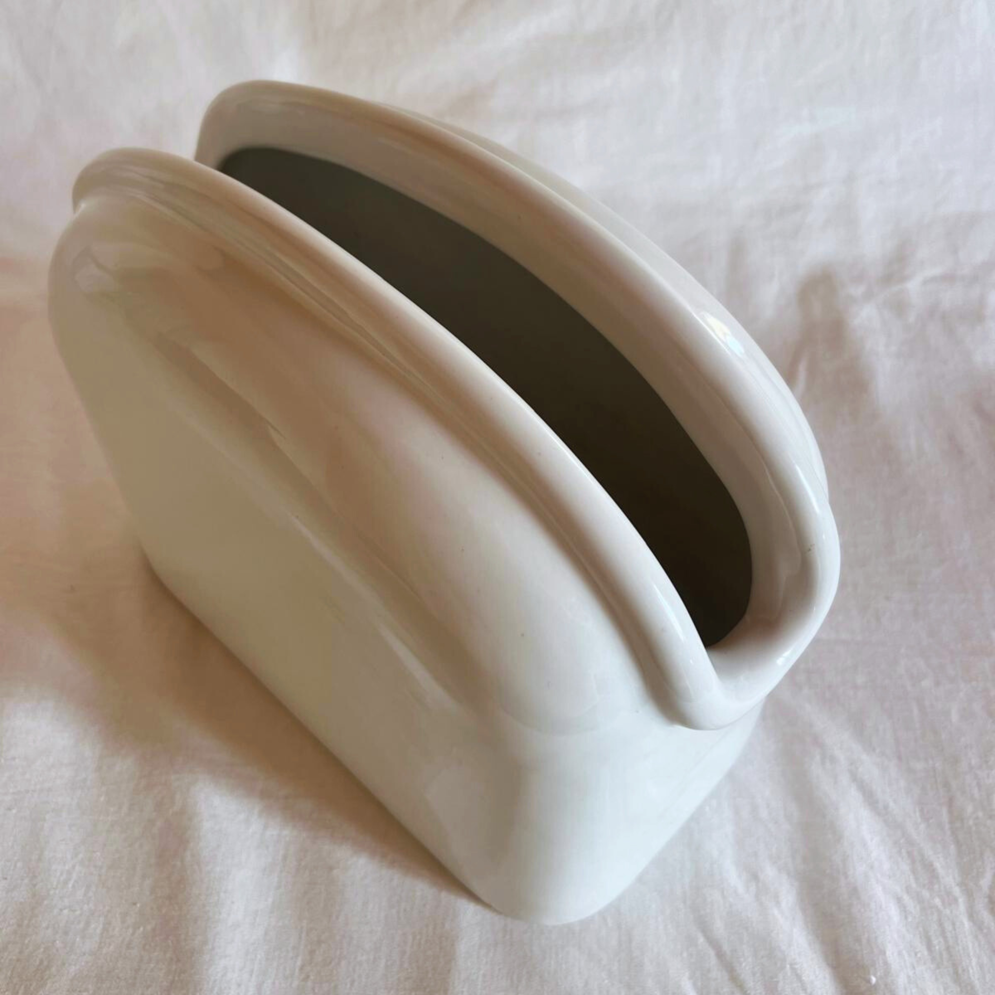 White Gabbianelli Ceramic Vase I 1970s Italian Vintage 