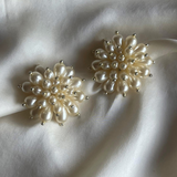 Luxury starburst pearl clip earrings